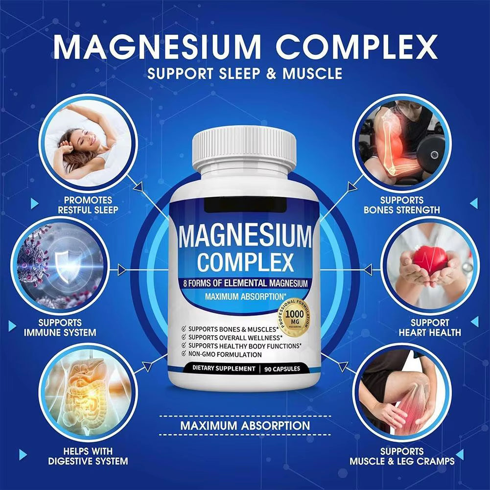 Magnesium Complex Capsules - Bone, Muscle & Heart Health Supplement, Sleep Support,Muscle Relaxation,Stress & Anxiety Relief