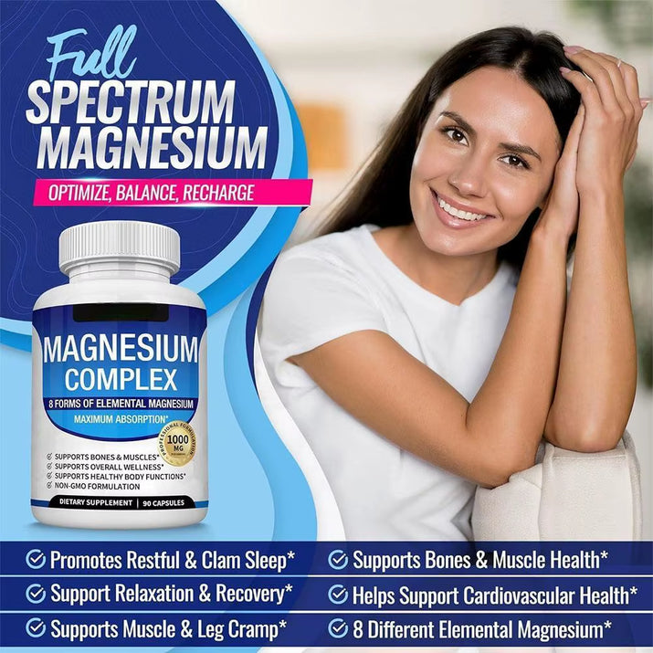 Magnesium Complex Capsules - Bone, Muscle & Heart Health Supplement, Sleep Support,Muscle Relaxation,Stress & Anxiety Relief